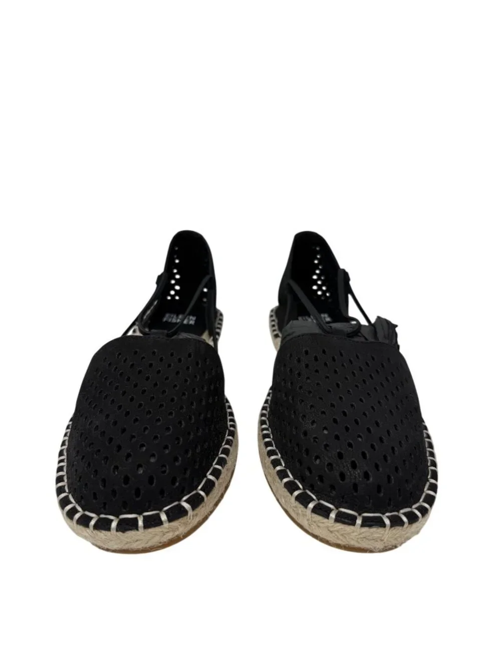 Eileen Fisher Lee Perforated Suede Leather Flat Espadrilles in Black Size 7 NEW!